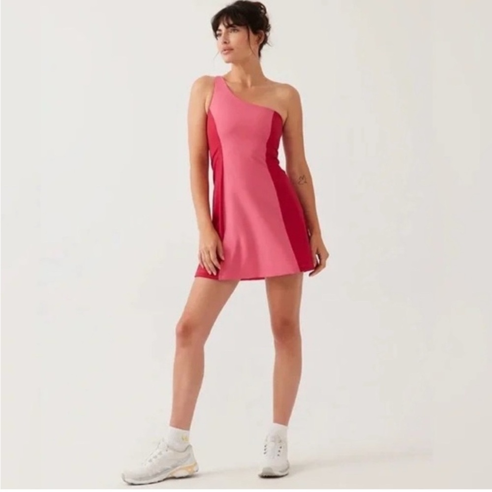 Outdoor Voices Pink Asymmetrical One-Shoulder Sundress